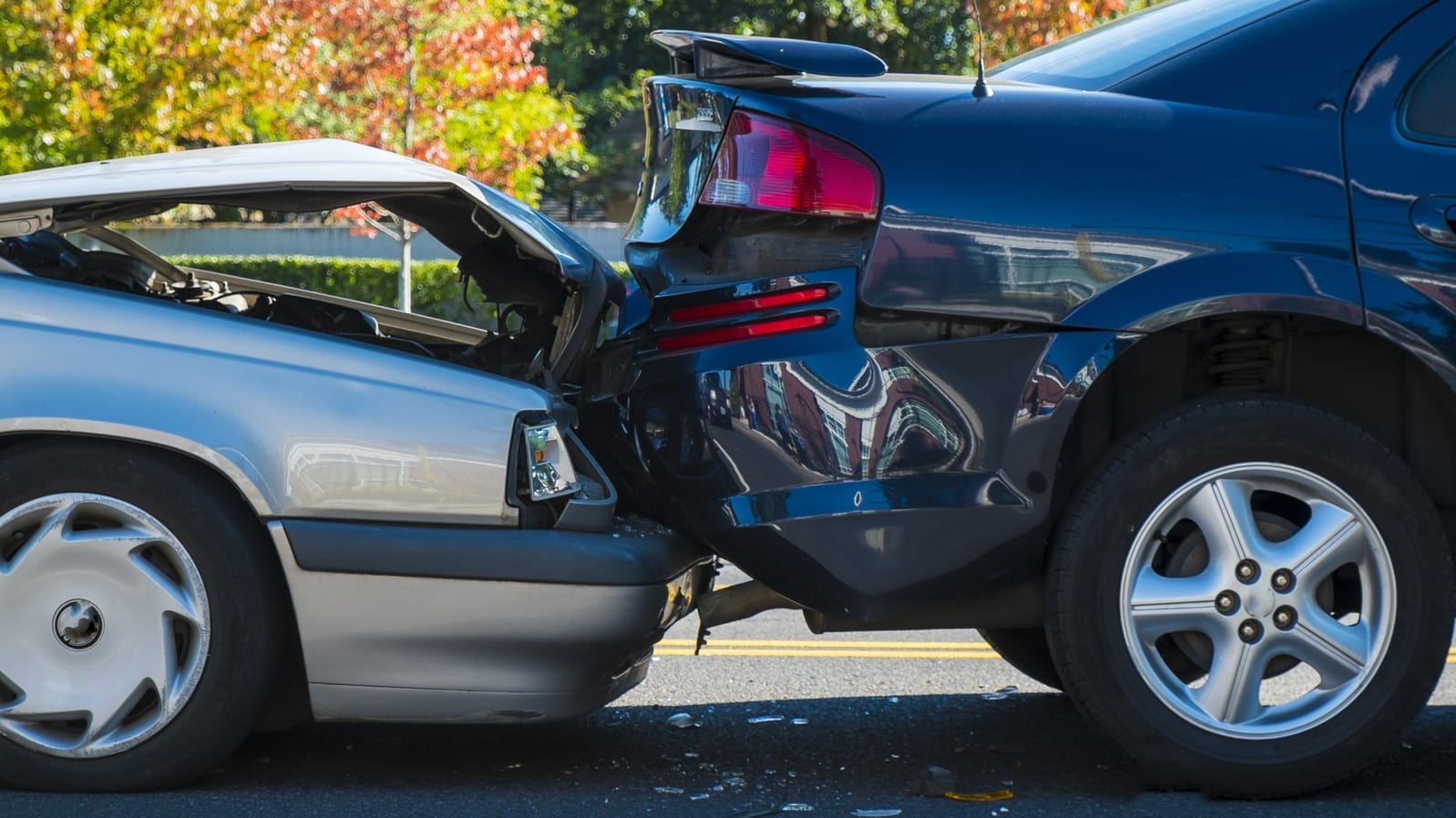 Rear end car crash in Stamford